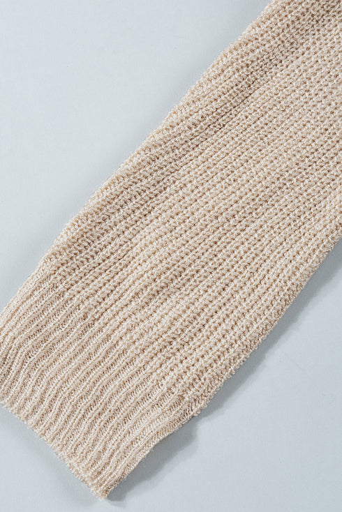 Zipper V-Neck Dropped Sleeve Hooded Solid Sweater